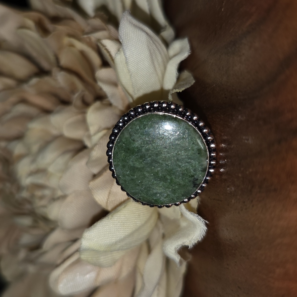 🎁 Moss Agate Ring Size 7 Silver Plated NEW